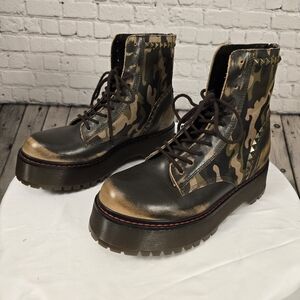 Steve Madden Camouflage Combat Boots with Studded Detail